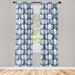 Allana East Urban Home Bird Print Curtains Simple Traditional Motif Pair of 28"x95" Slate Blue & White Microfiber | 95 H x 28 W in | Wayfair