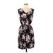 Charming Charlie Casual Dress V-Neck Sleeveless: Black Floral Dresses - Women's Size Medium