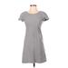 Theory Casual Dress - A-Line Scoop Neck Short sleeves: Gray Print Dresses - Women's Size 00