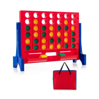 Costway Jumbo 4-to-Score Connect Game Set with Carrying Bag and 42 Coins-Blue