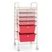 Costway 6 Drawers Rolling Storage Cart Organizer-Pink