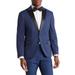 Phoenix Blue Solid Two Button Peak Lapel Sport Coat