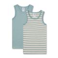 Sanetta Jungen-Unterhemden (Doppelpack) Beige & Blau | Hochwertiges und nachhaltiges Unterhemd für Jungen aus Bio-Baumwolle. Inhalt: 2er Set Unterwäsche für Jungen 104