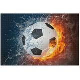 Coolnut Soccer Ball in Fire and Water 1000 Piece Jigsaw Puzzle Wall Artwork Puzzle Games for Adults Teens 29.5 L X 19.7 W