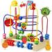 Fajiabao Bead Maze Toy EC36 Wooden Toddler Roller Coaster Abacus for Toddlers 1-3 Montessori Activity Cube for Kids First Birthday Gifts for Boys Girls 1 2 3 Years