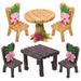 6 Pcs Resin Table and Chair Ornaments Miniature Scene Layout Props Adornment Vintage Furniture Childrens Desk House Decoration