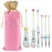 Marie Cartoon Cat Makeup SE33 Brushes - 5pcs Cute Animal Designed Soft Pink Makeup Brushes Set Professional Cosmetic Tool Kit Pink Drawstring Bag Included for Girls and Women (D)