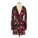Urban Outfitters Cocktail Dress - Mini V Neck Long sleeves: Black Floral Dresses - New - Women's Size Small