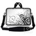 Laptop Skin Shop 17-17.3 inch Neoprene Laptop Sleeve Bag Carrying Case with Handle and Adjustable Shoulder Strap - Grey Swirl Black & White Floral
