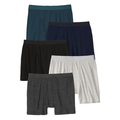 Men's Big & Tall Cotton Boxer Briefs 5-Pack by KingSize in Assorted Cools (Size 4XL)