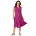 Plus Size Women's Stretch Knit Drape-Over Dress by Jessica London in Raspberry (Size 14 W)