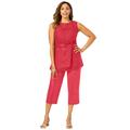 Plus Size Women's 2-Piece Linen Capri Set by Jessica London in Bright Red (Size 24) Washable Rayon Linen Blend