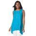 Plus Size Women's Crinkled Tunic by Jessica London in Ocean (Size 26 W) Long Shirt