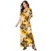 Plus Size Women's Cold Shoulder Maxi Dress by Jessica London in Sunset Yellow Graphic Floral (Size 12 W)