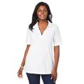 Plus Size Women's Stretch Cotton Polo Tee by Jessica London in White (Size S)