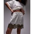 Topshop satin lace petticoat mini skirt in stripe-Multi
