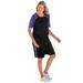 Plus Size Women's 2-Piece Short-Sleeve Set by Woman Within in Black Bright Cobalt (Size M)