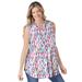 Plus Size Women's Sleeveless Tab-Front Tunic by Woman Within in White Multi Ikat (Size 26/28) Shirt