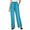 Plus Size Women's Pull-On Elastic Waist Soft Pants by Woman Within in Turq Blue Batik Stripe (Size 24 T)