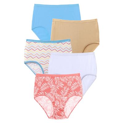 Plus Size Women's Cotton Brief 5-Pack by Comfort Choice in Tropical Palm Pack (Size 14) Underwear