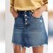 Madewell Skirts | Madewell Rigid Denim A-Line Mini Skirt Blue High Waist Raw Hem Distressed Button | Color: Blue | Size: 30