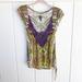 Free People Tops | Free People Green Embroidered Blouse Women's Size X-Small Xs | Color: Green/Purple | Size: Xs