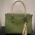 Kate Spade Bags | Kate Spade Cameron Md Woven Leather Satchel Bag With Dust Bag | Color: Green/Silver | Size: Os