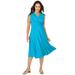 Plus Size Women's Stretch Knit Drape-Over Dress by Jessica London in Ocean (Size 16 W)