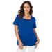 Plus Size Women's Stretch Cotton Eyelet Cutout Tee by Jessica London in Dark Sapphire (Size 14/16) Short Sleeve T-Shirt