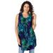 Plus Size Women's Sleeveless Angelina Tunic by Roaman's in Blue Mixed Animal (Size 42 W) Long Shirt Blouse