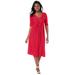 Plus Size Women's Stretch Knit Pleated Front Dress by Jessica London in Vivid Red Dot (Size 30 W)