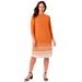Plus Size Women's Boatneck Shift Dress by Jessica London in Orange Faded Stripe (Size 14 W) Stretch Jersey w/ 3/4 Sleeves