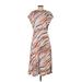 Ann Taylor Casual Dress - Midi Crew Neck Short sleeves: Brown Zebra Print Dresses - Women's Size 2