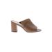 Adrienne Vittadini Mule/Clog: Slip-on Chunky Heel Casual Tan Solid Shoes - Women's Size 8 - Open Toe