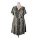 Hayden Casual Dress - A-Line V Neck Short sleeves: Gray Snake Print Dresses - Women's Size 2X