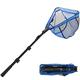 SANLIKE Fishing Landing Net Blue with Telescoping Pole Handle， Trout Fishing Rubber Coated Landing Net for Easy Catch Release, Extend to 15-43 inch