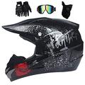 Youth Kid Motocross Helmet, Motorcycle ATV Off-Road Crash Helmet Full Face Helmet, Motocross Offroad Street Dirt Bike BMX MX Helmet, with Goggles Mask Gloves