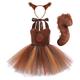 Children's Squirrel Costume Tulle Tutu Dress Tail Headband Set Girls Halloween Animal Costume Animal Costume Christmas Party Cosplay Stage Performance Carnival Fancy Dress Squirrel 3-4 Years