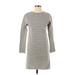 Topshop Casual Dress - Shift Crew Neck 3/4 Sleeve: Gray Print Dresses - Women's Size 4