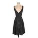 Express Casual Dress - A-Line Plunge Sleeveless: Black Print Dresses - Women's Size X-Small