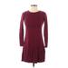 Style&Co Casual Dress - Sweater Dress: Burgundy Dresses - Women's Size P