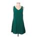 Ann Taylor LOFT Cocktail Dress - A-Line V Neck Sleeveless: Green Print Dresses - Women's Size Small