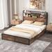 Gymax Queen Size Bed Frame w/ Bookcase Headboard & 4 Storage Drawers