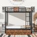 Twin XL Over Twin XL Metal Bunk Bed with Guardrail & 2 Drawers