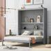 Wood Modern Murphy Bed, Wall Bed with Shelves, Foldable Platform Bed Folded into Cabinet