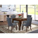 East West Furniture Dining Furniture Set- a Square Solid Wood Table and Parson Kitchen Chairs, Antique Walnut(Pieces Options)