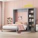 Convertible Wood Murphy Bed with Shelves Full/Queen Size,Wall Bed with Shelves