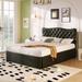 Modern Upholstered Platform Bed, Queen Size Bed Frame with 4 Storage Drawers, Leather Upholstered Platform Heavy Duty Bed