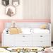 Twin Size Daybed with Four Storage Drawers and Three Shelves, Twin Wood Platform Bed Frame with Wooden Slates Support, White