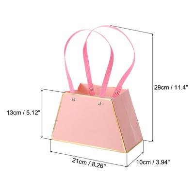 Gift Bags Set, 4 Pcs Christmas Bouquet Wrapping Boxes with Handles - Black, White, Pink, Red